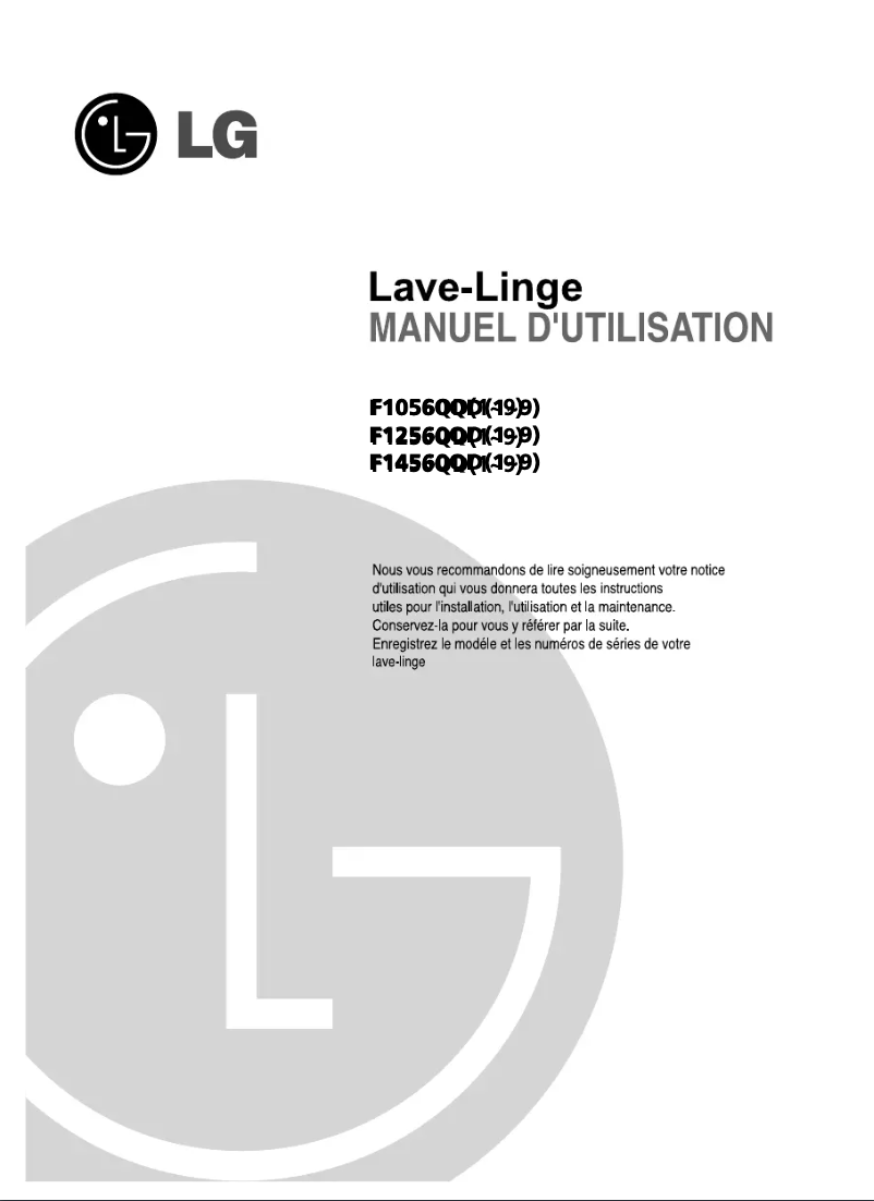 Page 1 de la notice Manuel utilisateur LG F1056QD