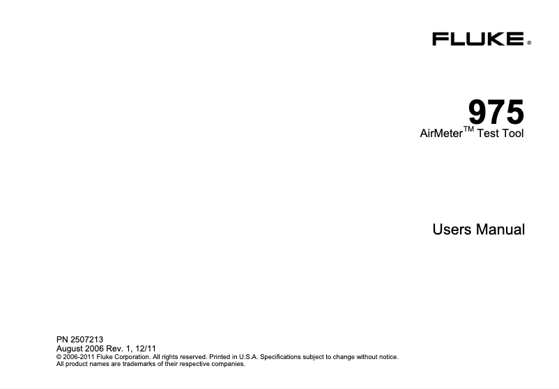 Page n°1 - Manuel utilisateur Fluke 975V