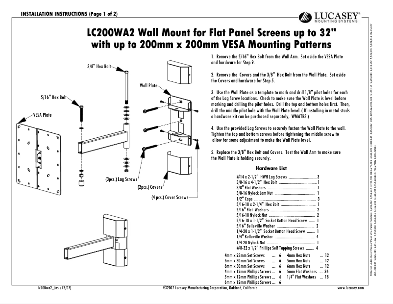 Page n°1 - Manuel utilisateur Lucasey LC200WA2