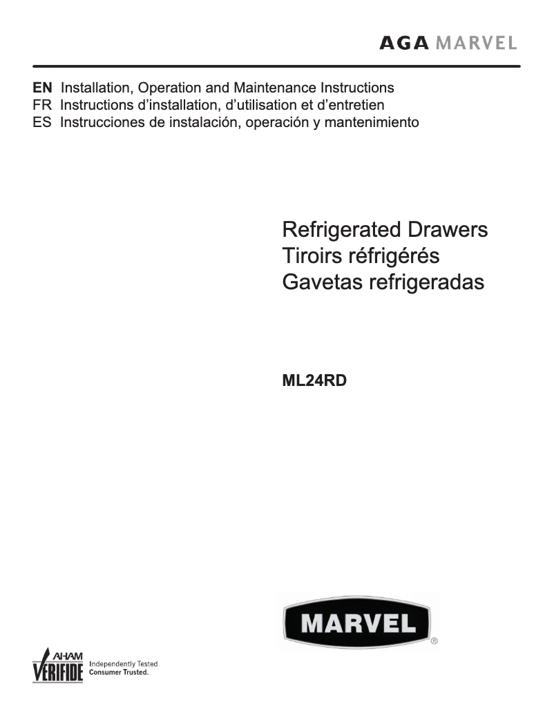 Page 1 de la notice Manuel utilisateur Marvel ML24RDS2NB