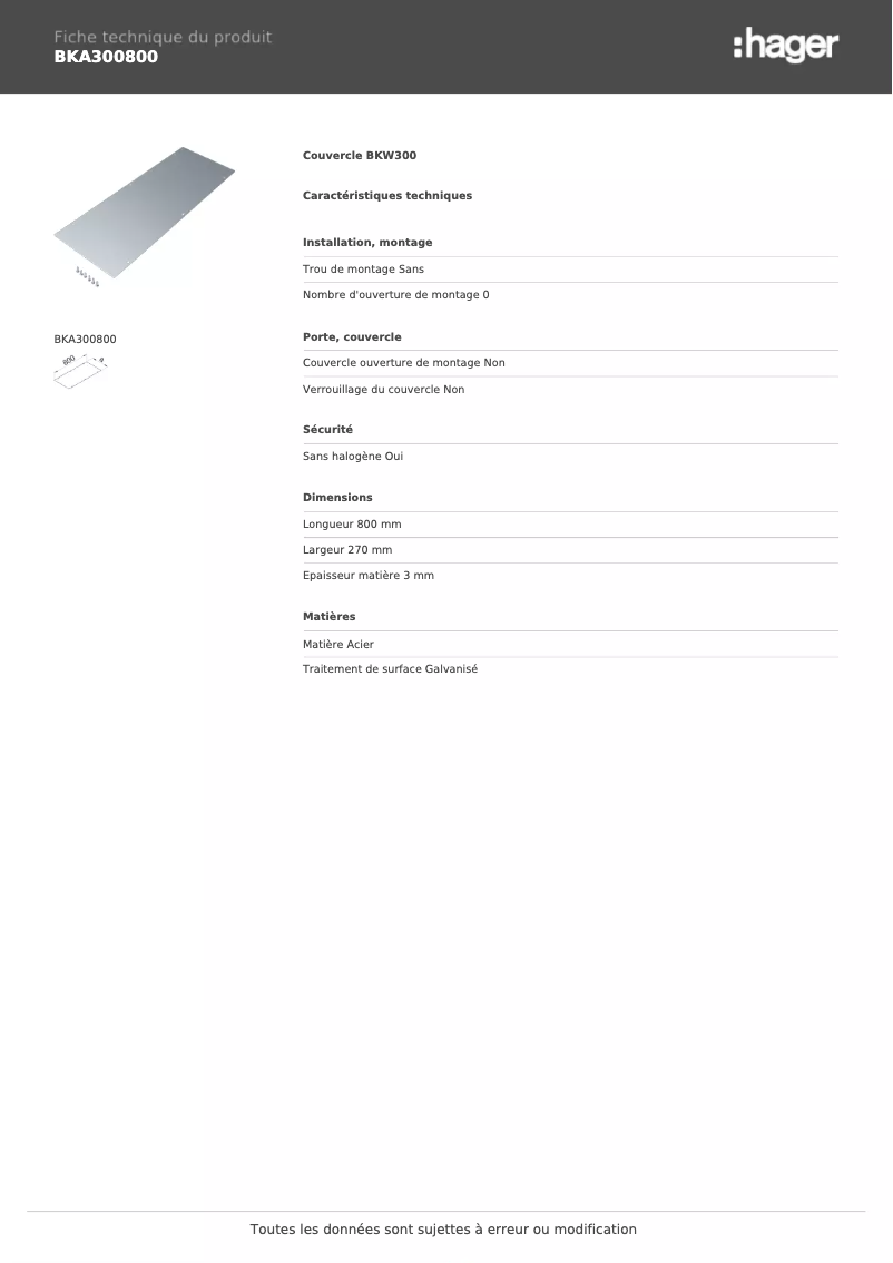 Image de la première page du manuel de l'appareil BKA300800