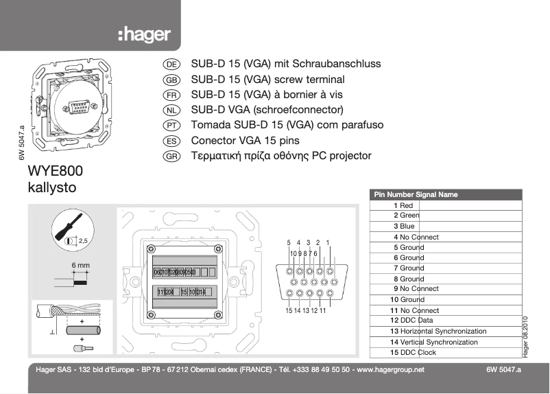 Page 1 de la notice Manuel utilisateur Hager WYE800