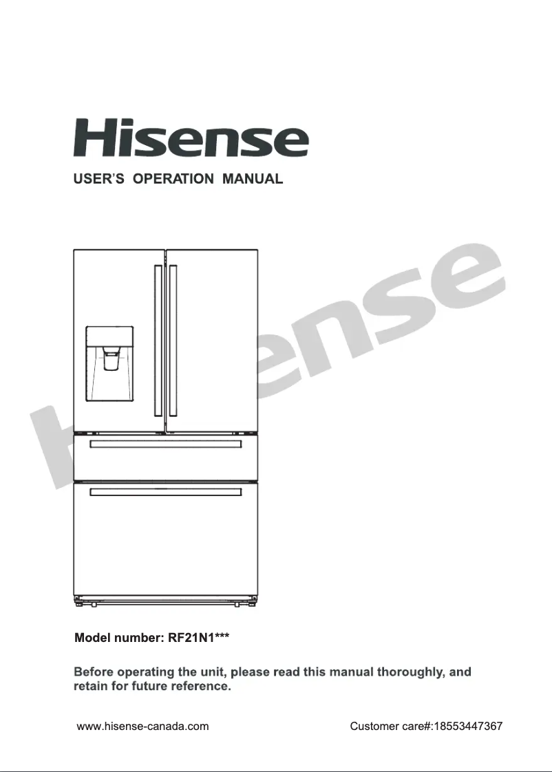 Page 1 de la notice Manuel utilisateur Hisense RF21N1ASD