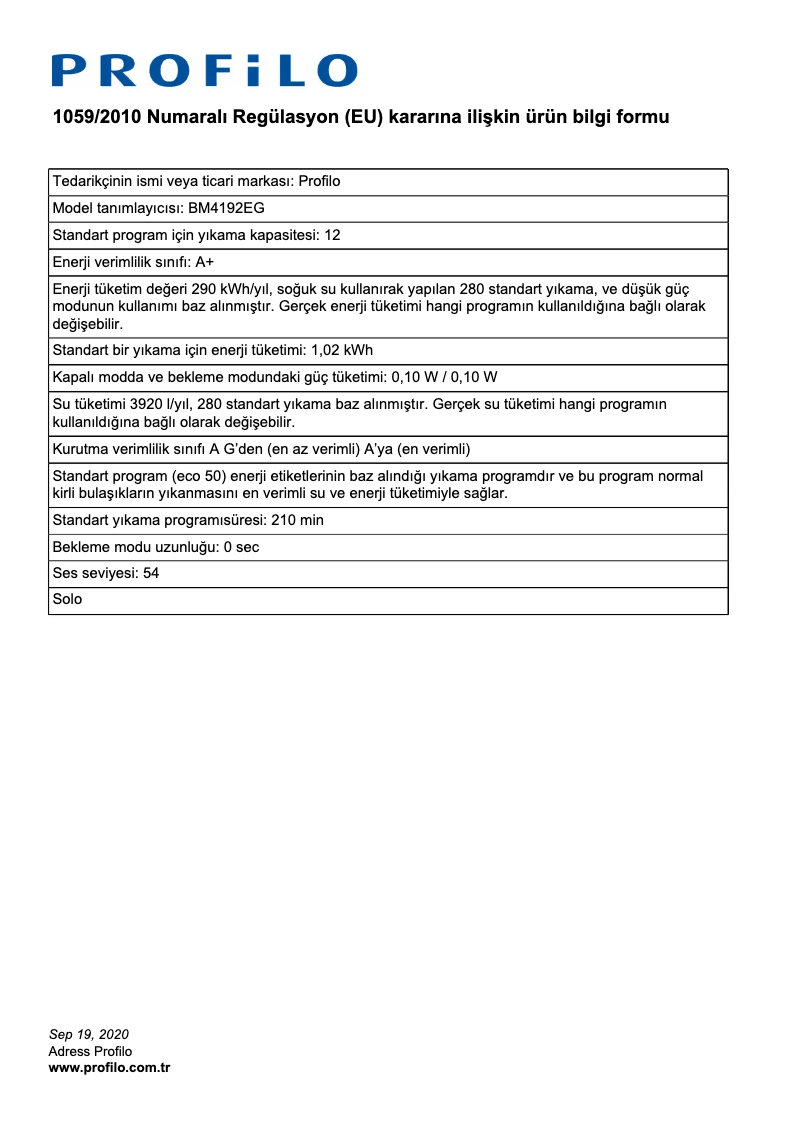 Página 1 del manual Manual de usuario Profilo BM4192EG