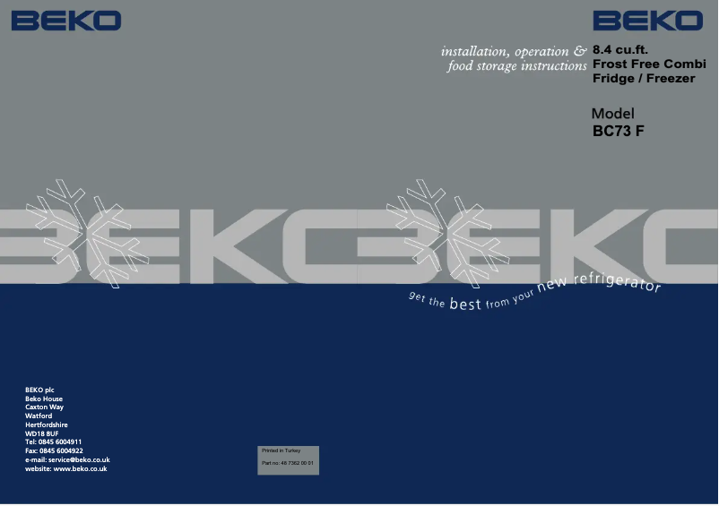 Image de la première page du manuel de l'appareil BC73F