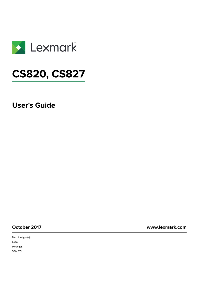 Page 1 de la notice Manuel utilisateur Lexmark CS820de