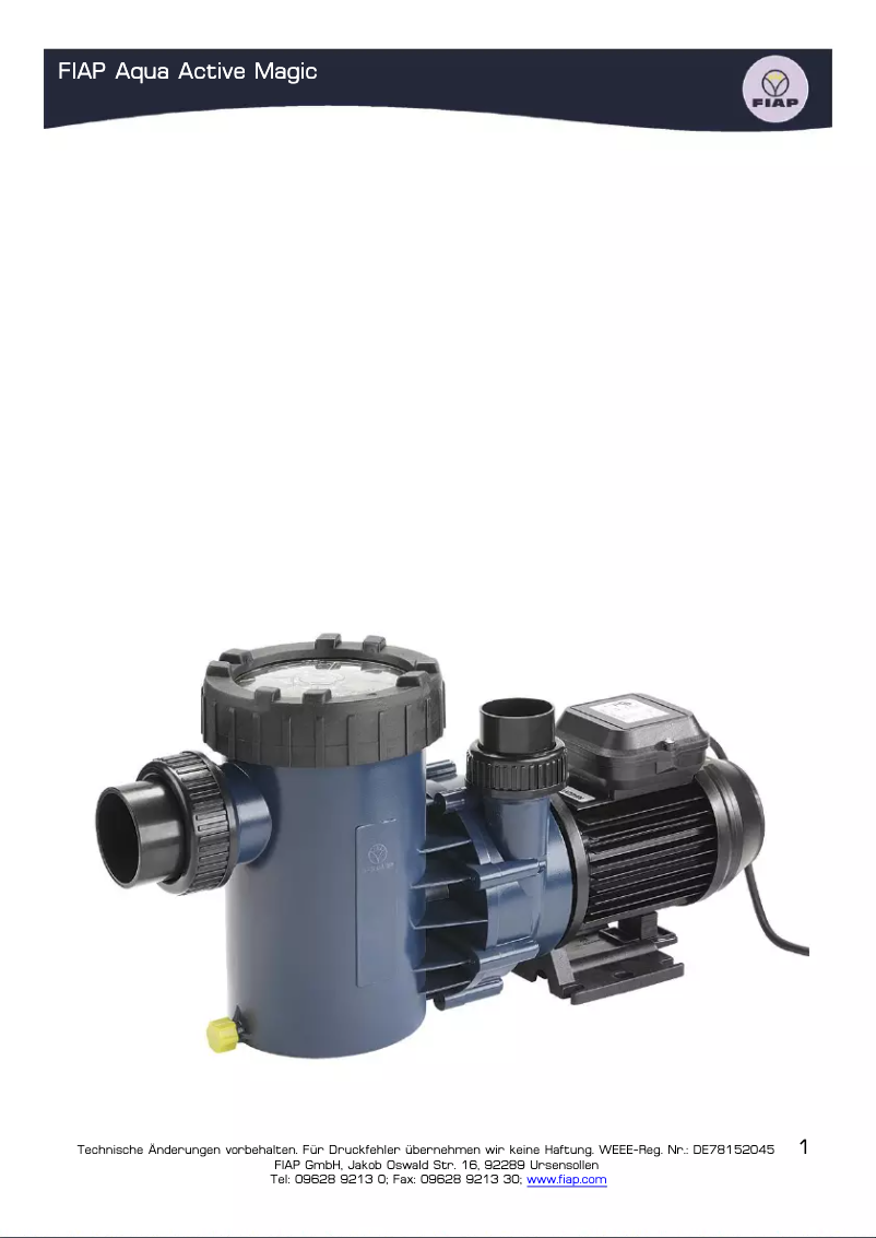 Página 1 del manual Manual de usuario Fiap Aqua Active Magic 10.000