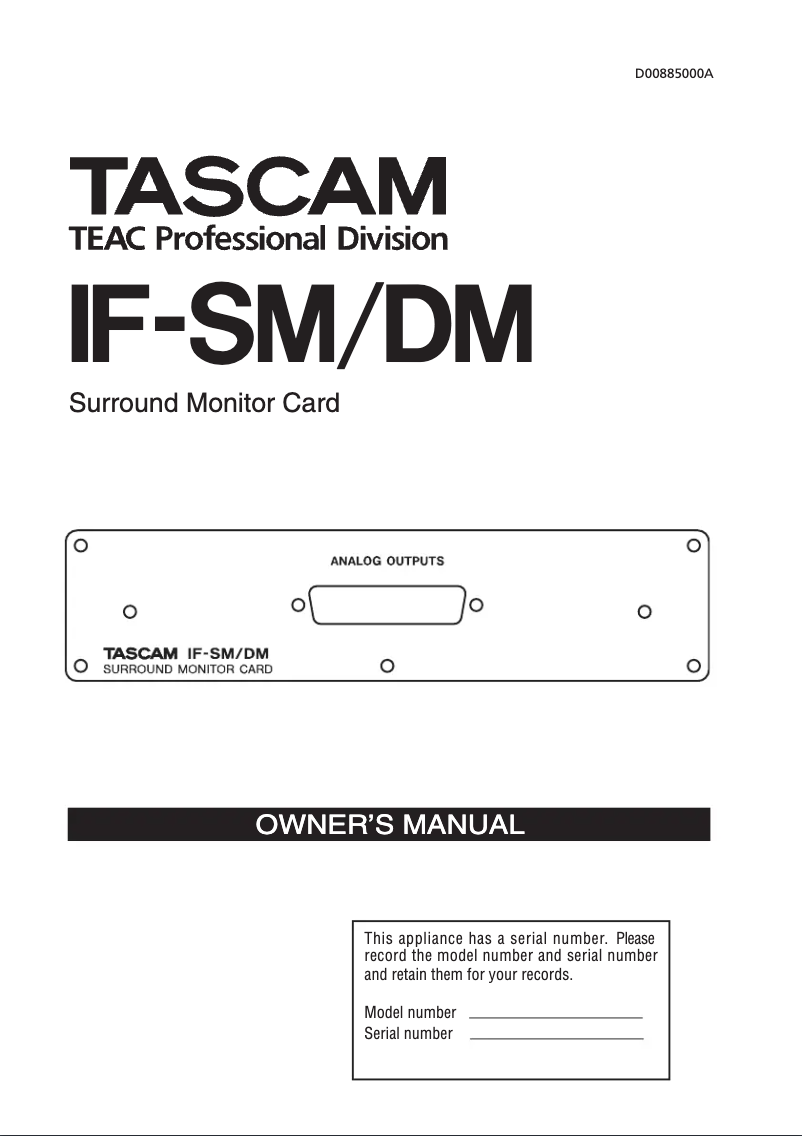 Página 1 del manual Manual de usuario Tascam DM-3200