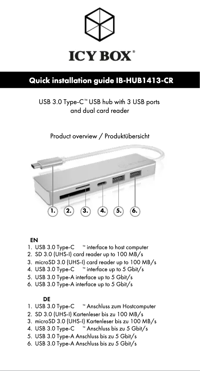 Image de la première page du manuel de l'appareil IB-HUB1413-CR