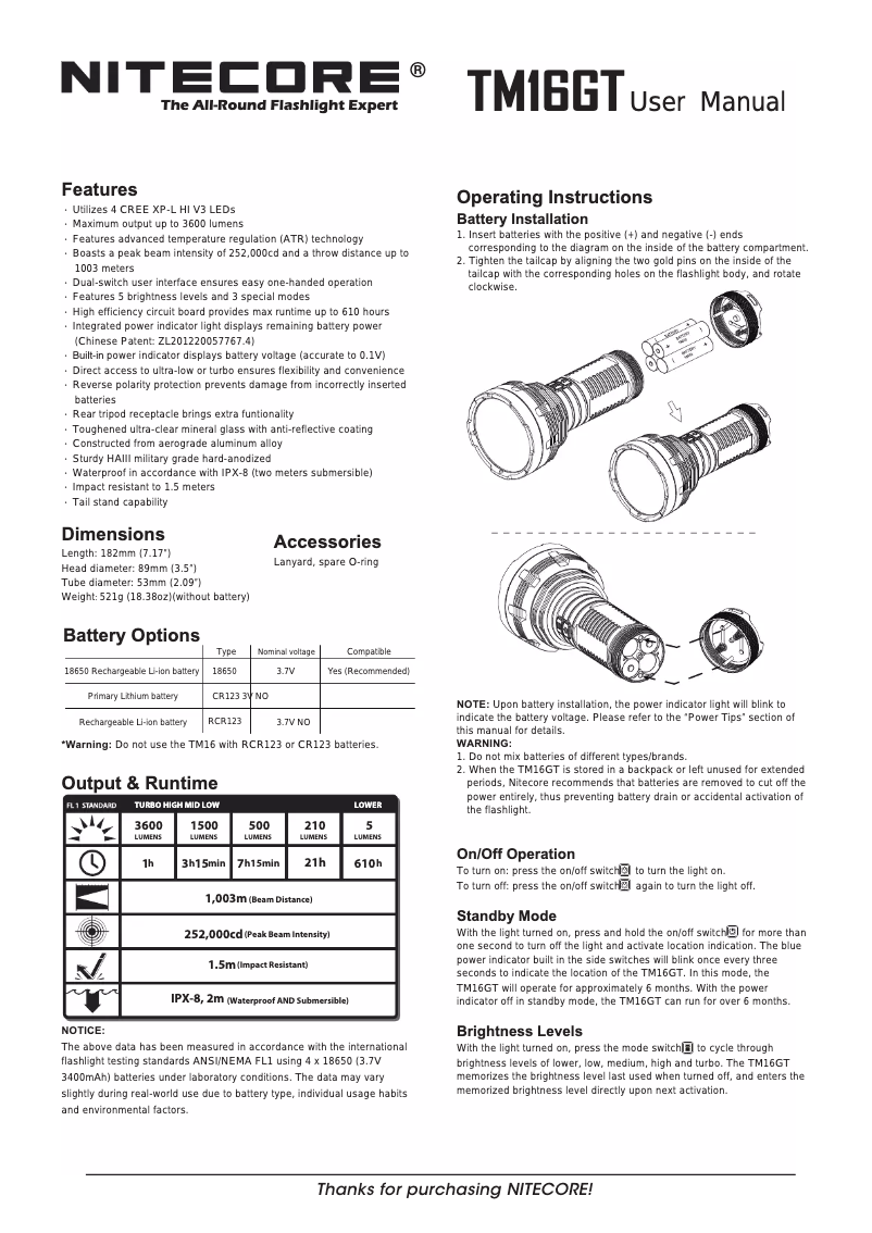 Image de la première page du manuel de l'appareil TM16GT