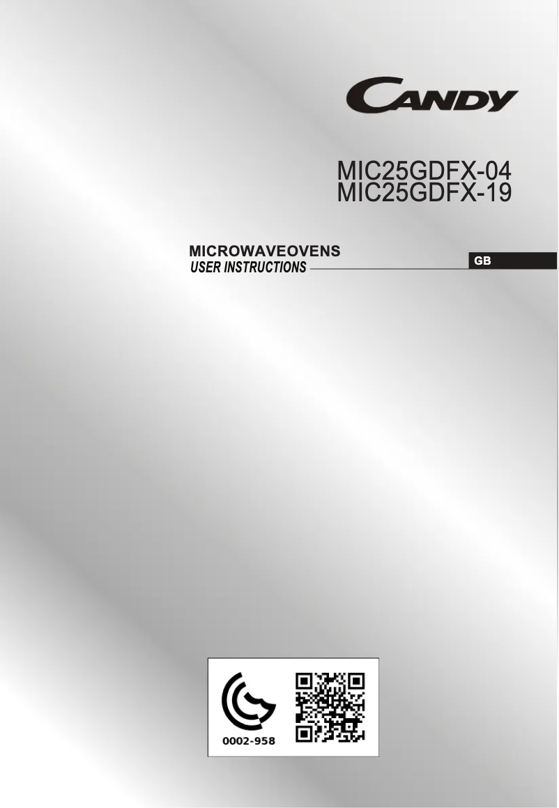 Page 1 de la notice Manuel utilisateur Candy MIC25GDFX-19