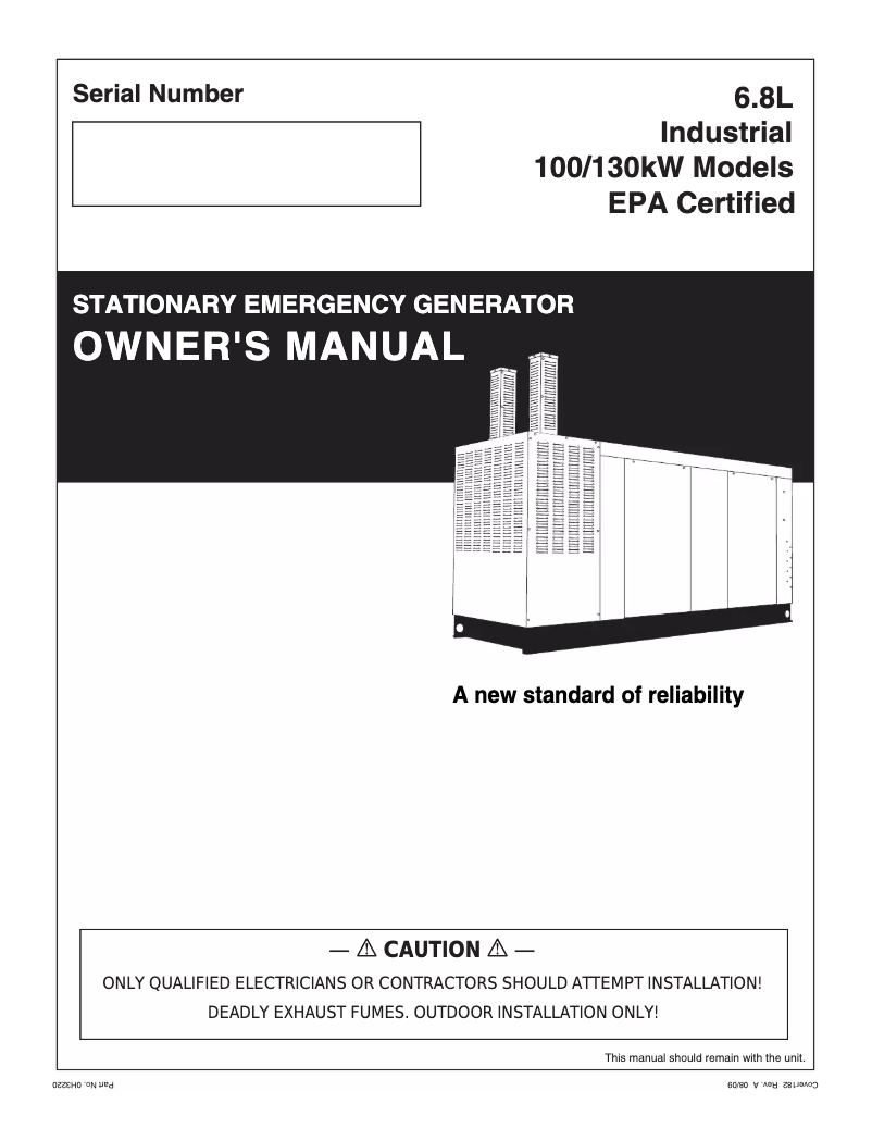 Page n°1 - Manuel utilisateur Generac QT13068JVSYA