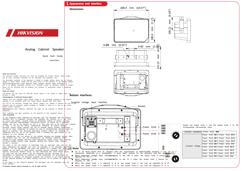 Page 1 de la notice Manuel utilisateur Hikvision DS-QAE0120G1R