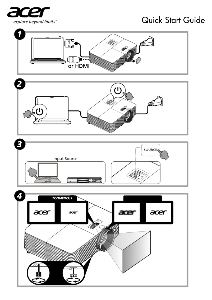 Page 1 de la notice Guide de démarrage rapide Acer KX316