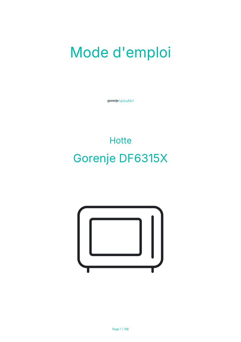 Image de la première page du manuel de l'appareil DF6315X