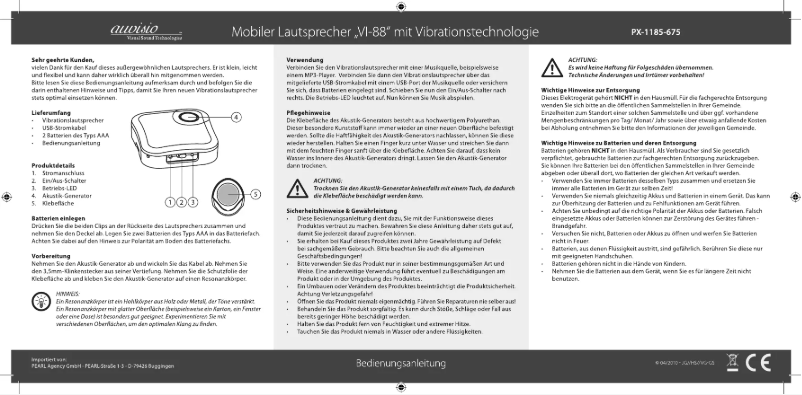 Page 1 de la notice Manuel utilisateur Auvisio VI-88