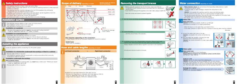 Page n°1 - Guide d'installation Bosch WAE24061EE