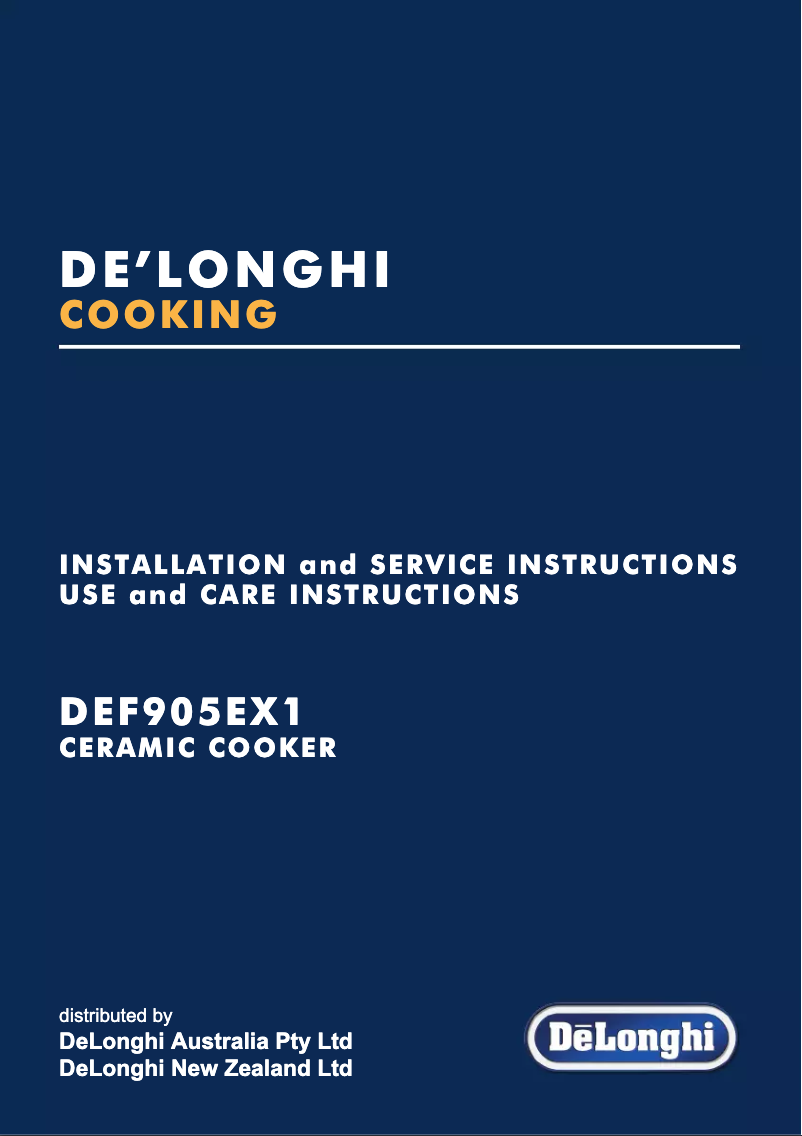 Page 1 de la notice Manuel utilisateur DeLonghi DEF905EX1