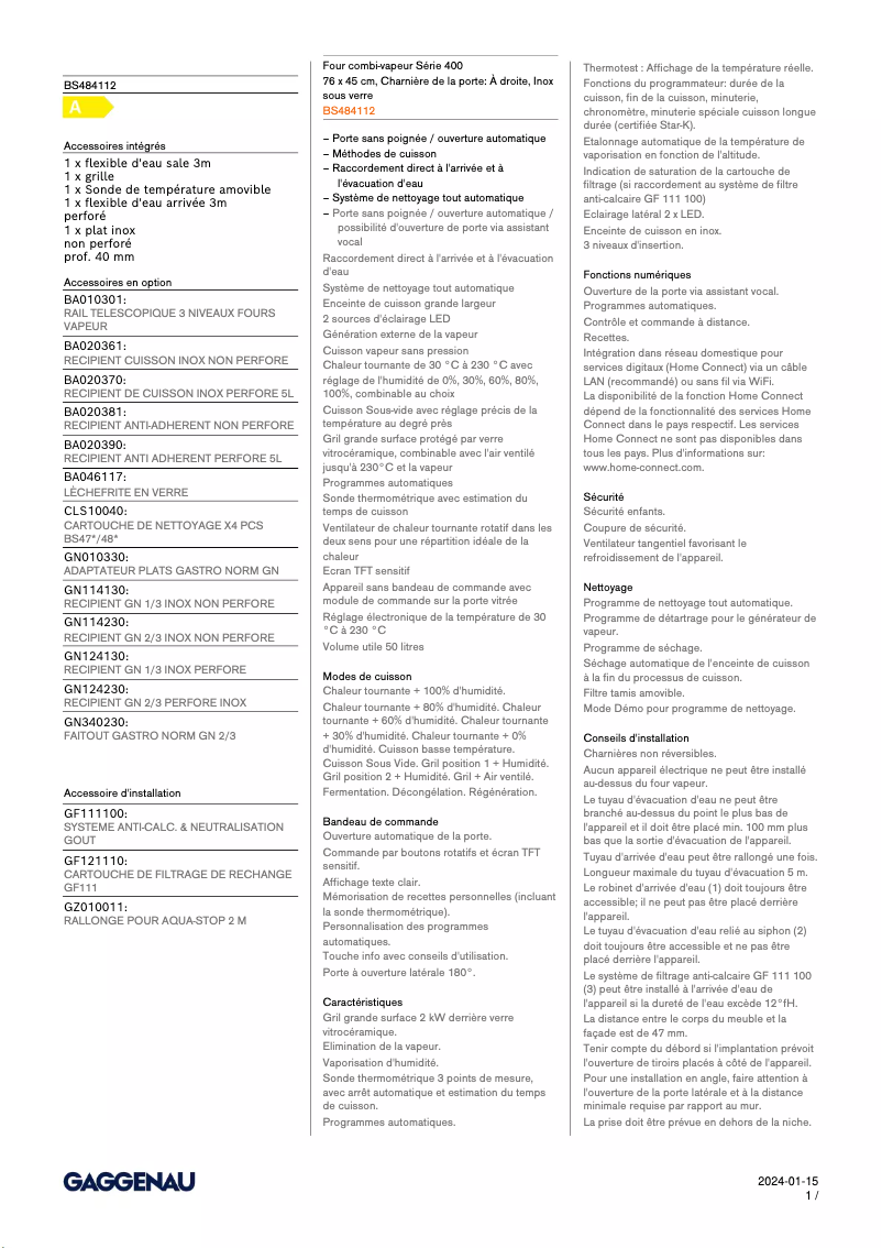 Image de la première page du manuel de l'appareil BS484112