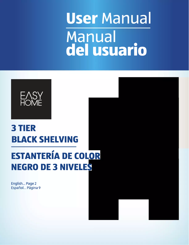 Image de la première page du manuel de l'appareil Easy Home 3-Tier Black Shelving 45397