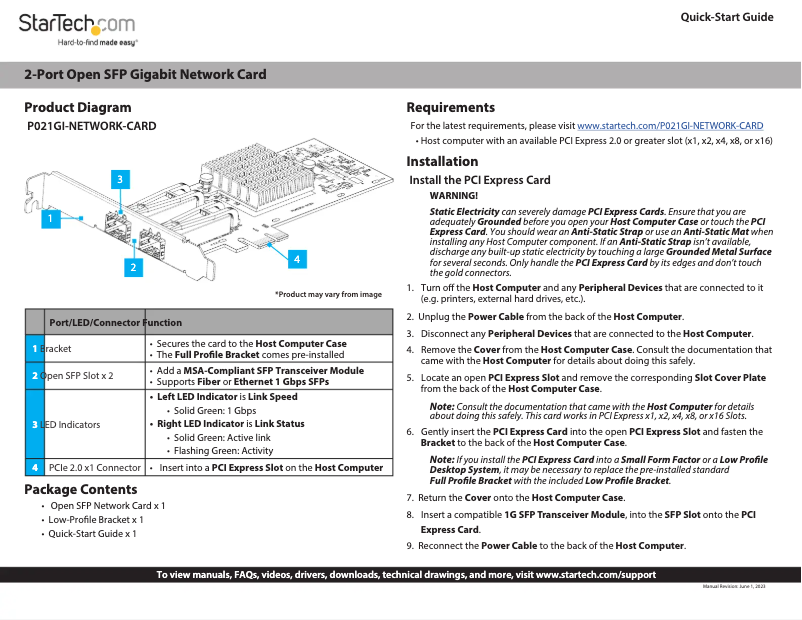 Image de la première page du manuel de l'appareil P021GI-NETWORK-CARD