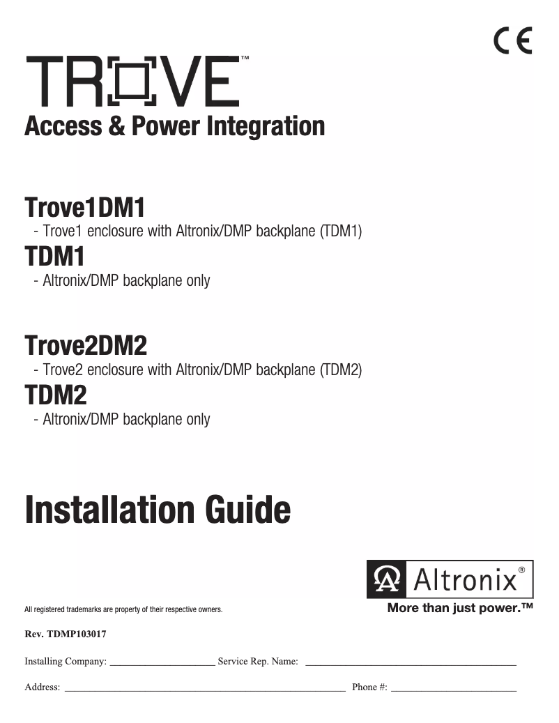 Page n°1 - Manuel utilisateur Altronix Trove2DM2