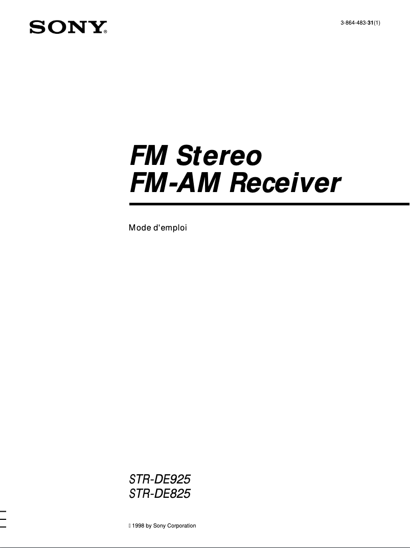 Page 1 de la notice Manuel utilisateur Sony STR-DE825