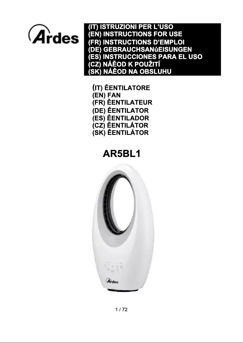 Page 1 de la notice Manuel utilisateur Ardes AR5BL1