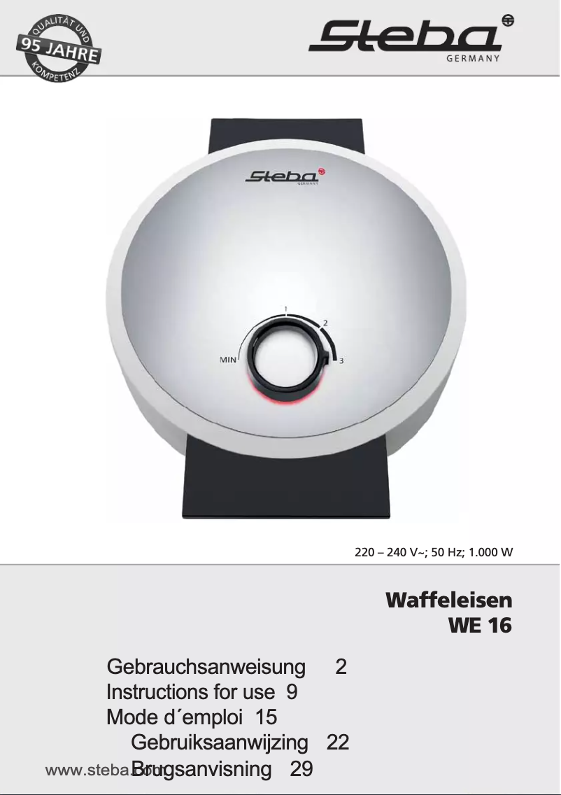 Page 1 de la notice Manuel utilisateur Steba WE 16