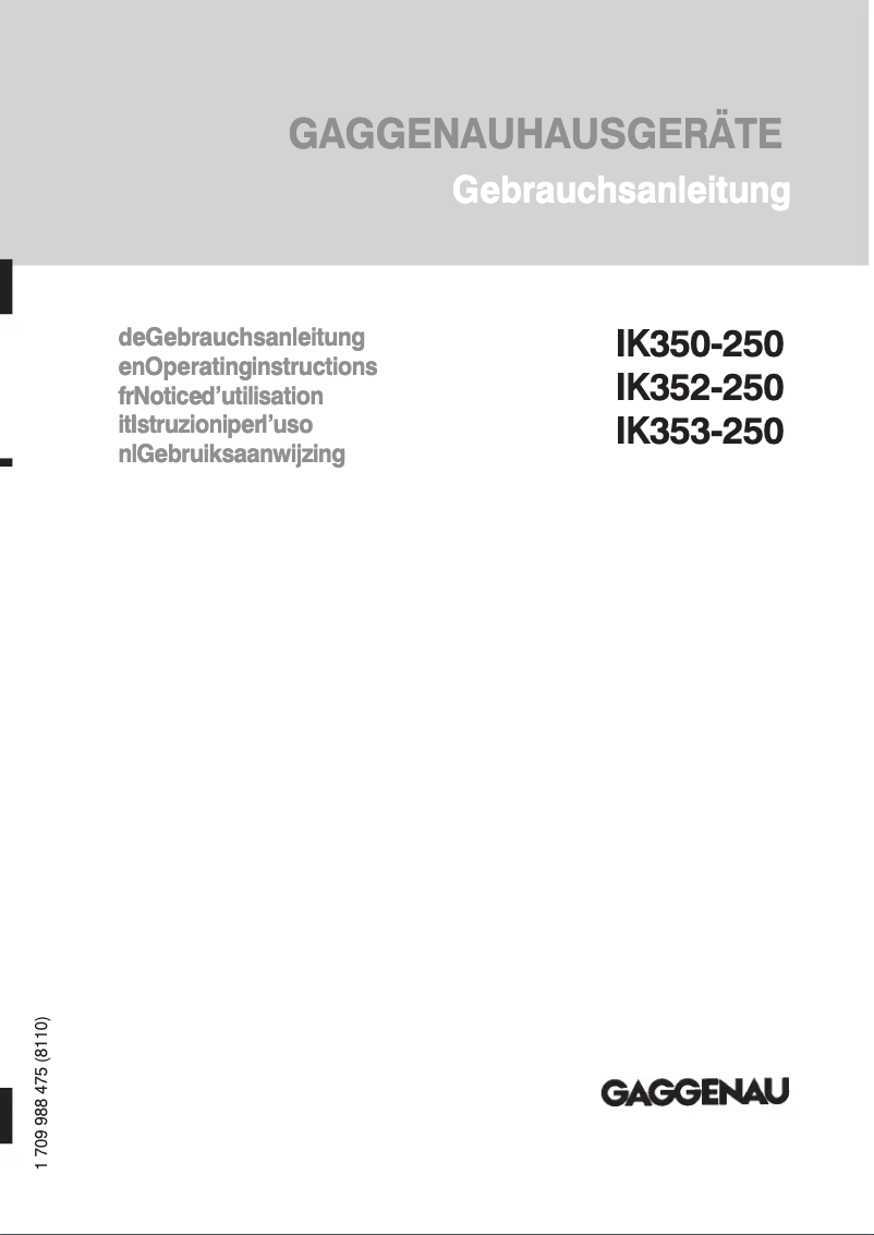 Page 1 de la notice Manuel utilisateur Gaggenau IK 350-250