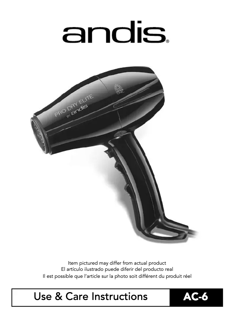 Image de la première page du manuel de l'appareil Pro Dry Elite AC-6