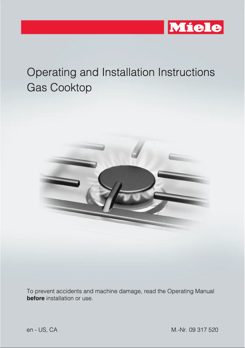 Page n°1 - Guide d'installation Miele KM 3054
