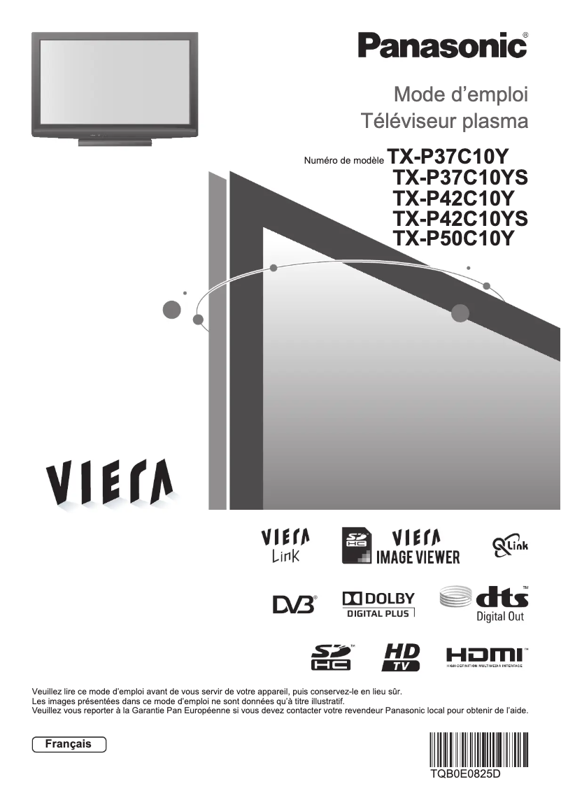 Page 1 de la notice Manuel utilisateur Panasonic Viera TX-P50C10Y
