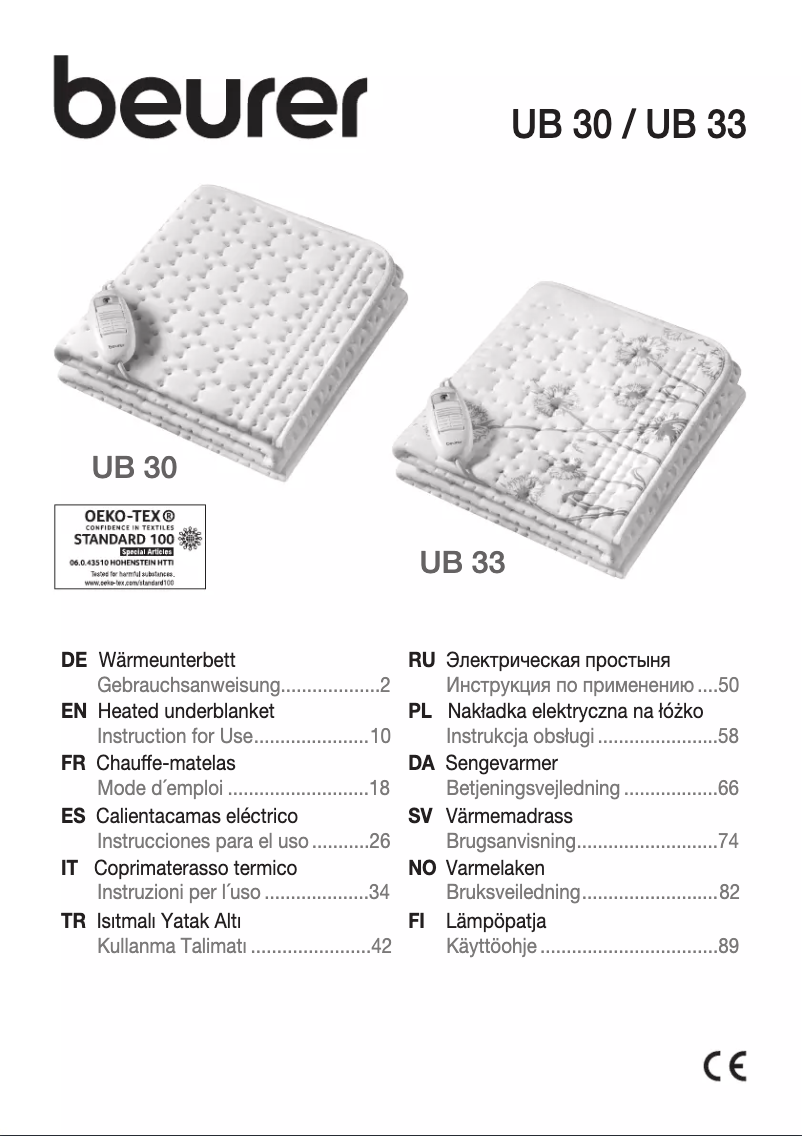 Page 1 de la notice Manuel d'utilisation et d'entretien Beurer UB 30 Kompakt