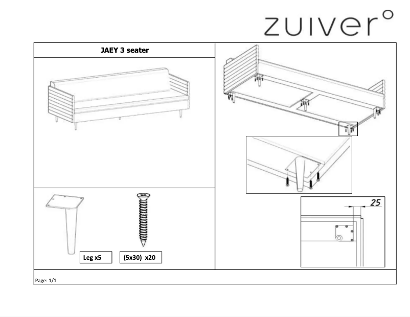 Page 1 de la notice Manuel utilisateur Zuiver Jaey