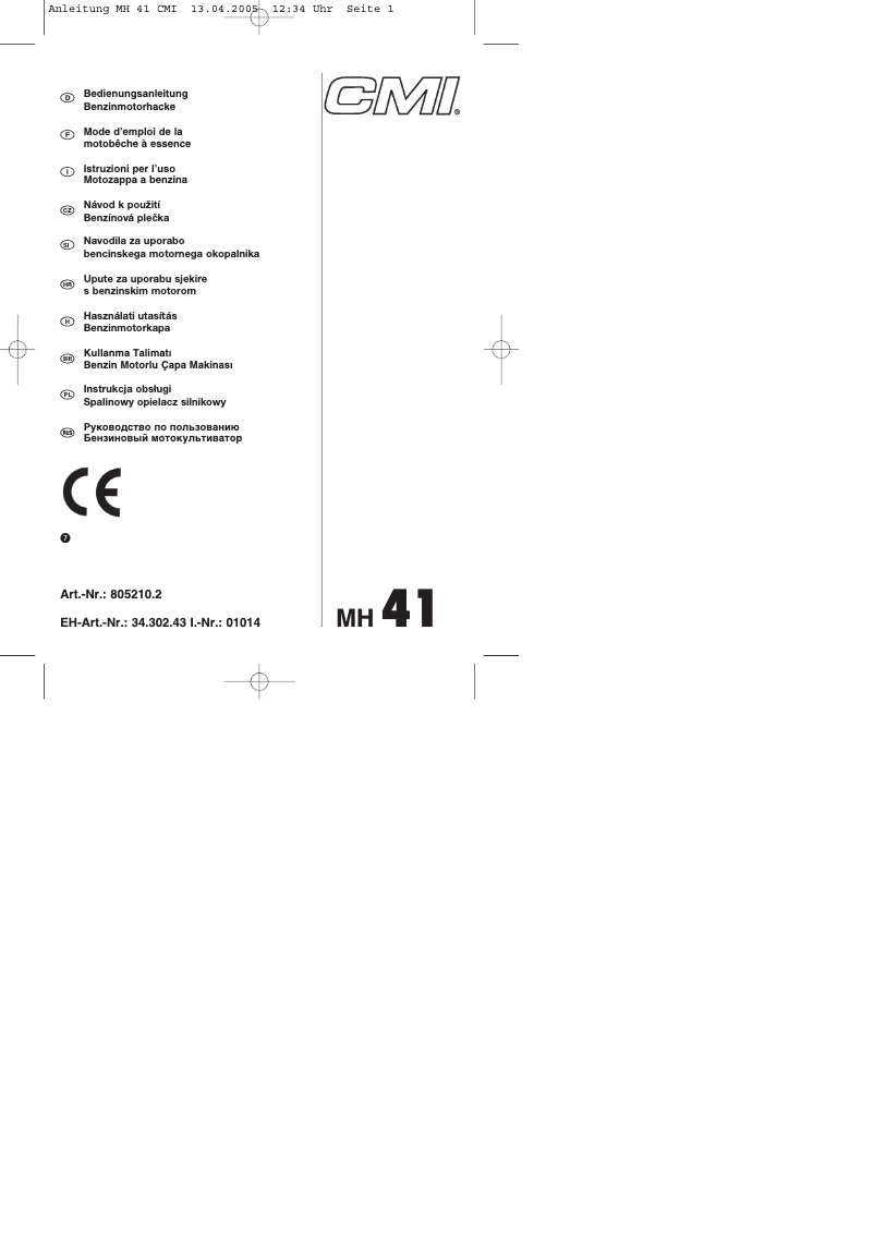 Page n°1 - Manuel utilisateur CMI MH 41