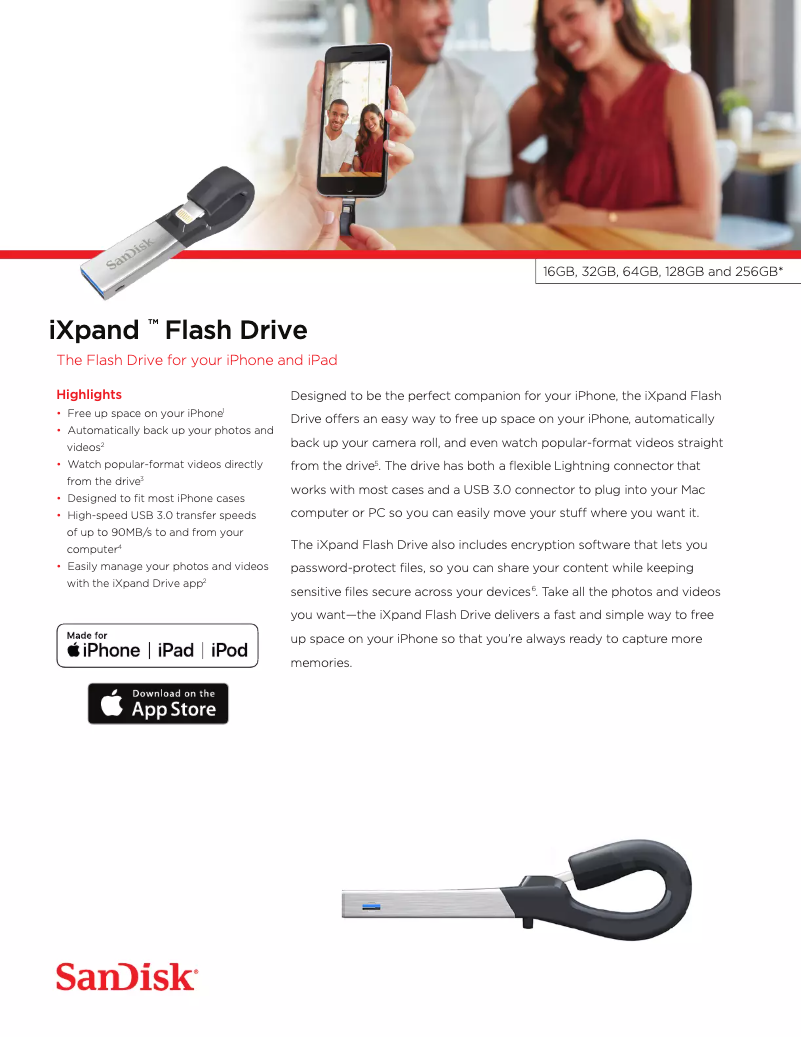 Image de la première page du manuel de l'appareil iXpand USB 3.0 Slim