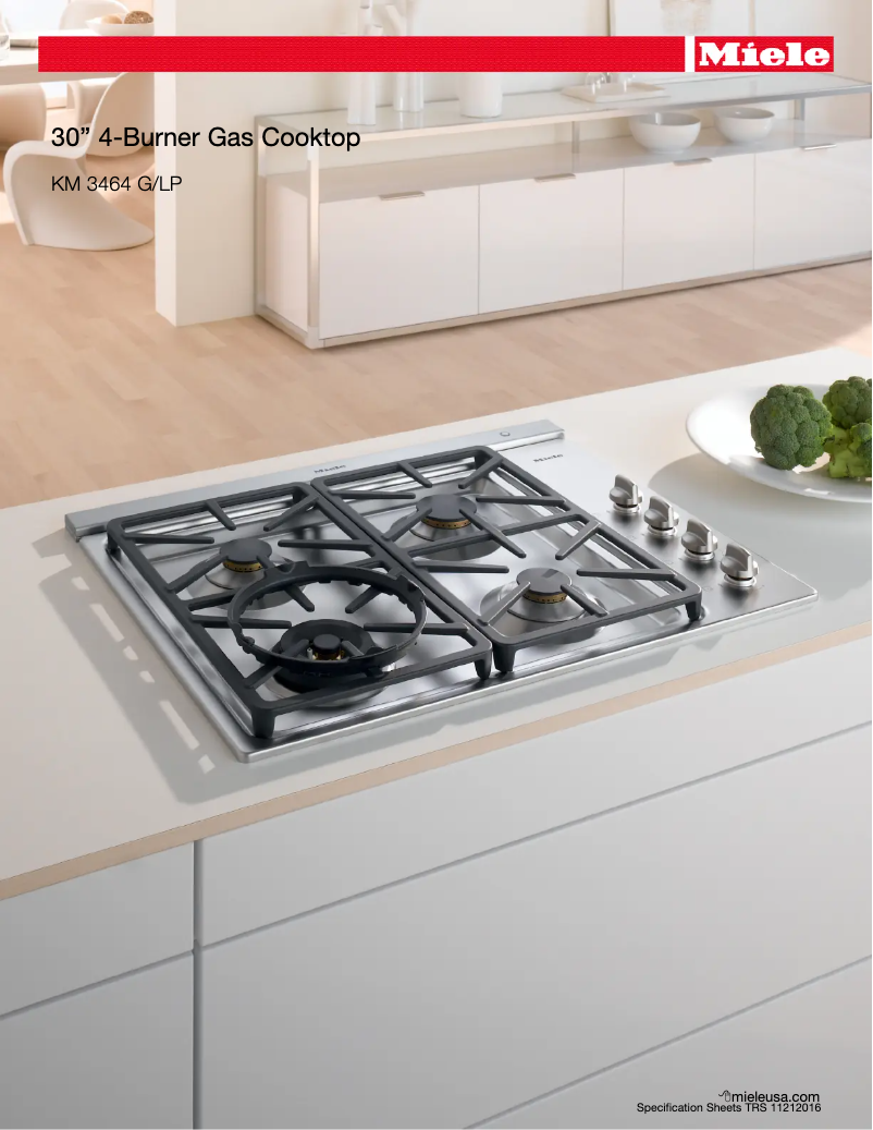 Page 1 de la notice Fiche technique Miele KM 3464 G