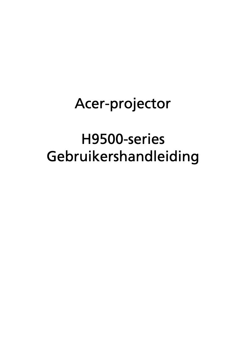 Page n°1 - Manuel utilisateur Acer H9500