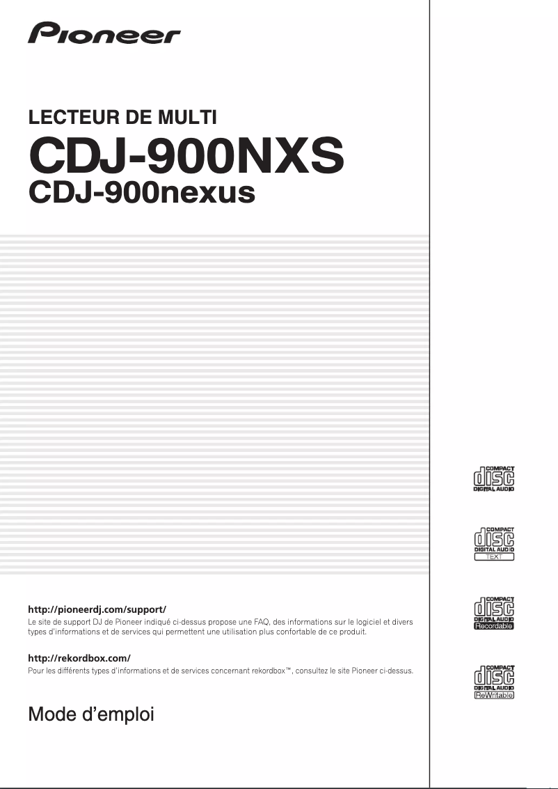 Page n°1 - Guide de démarrage rapide Pioneer CDJ-900NXS