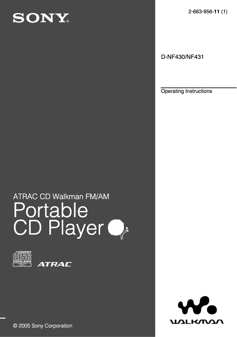 Page n°1 - Manuel utilisateur Sony Walkman D-NF430