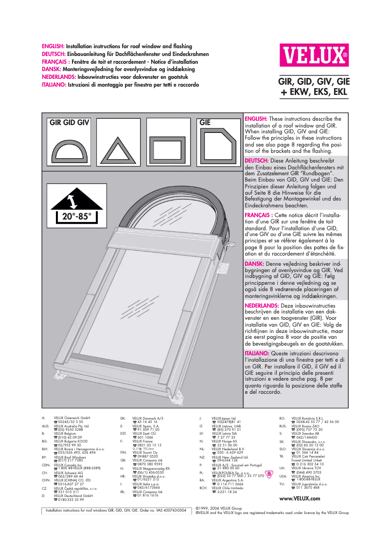 Page n°1 - Manuel utilisateur Velux GID