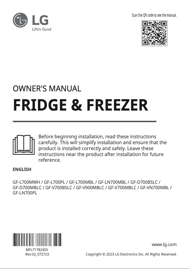 Image de la première page du manuel de l'appareil GF-V900MBLC