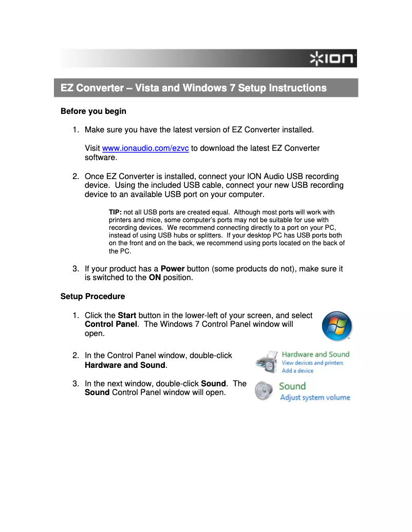 Página 1 del manual Guía de instalación Numark PT01USB