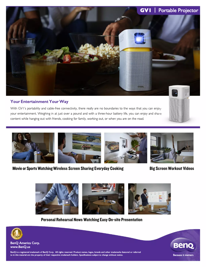 Page n°1 - Fiche technique BenQ GV1