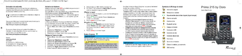 Page 1 de la notice Manuel utilisateur Doro Primo 215