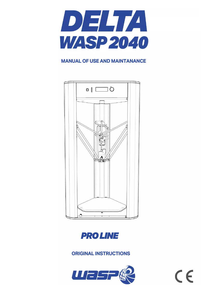Page 1 de la notice Manuel utilisateur Wasp Delta 2040 Pro