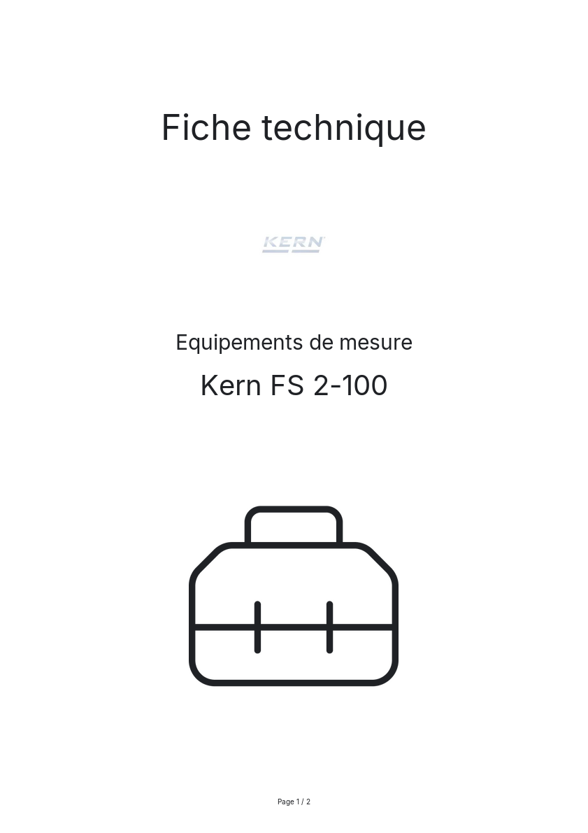 Page n°1 - Fiche technique Kern FS 2-100