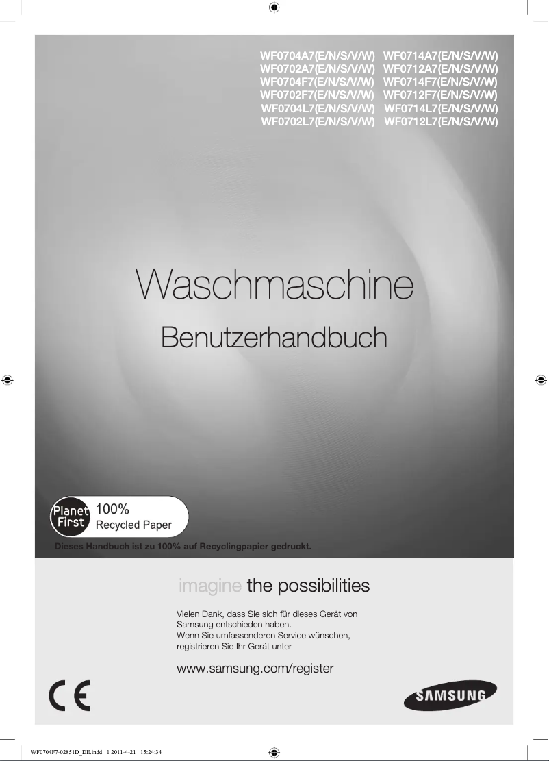 Page 1 de la notice Manuel utilisateur Samsung WF0704L7