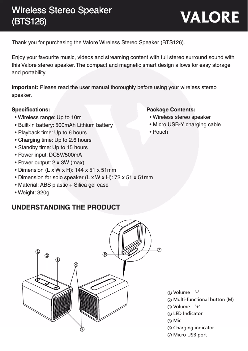Image de la première page du manuel de l'appareil BTS126